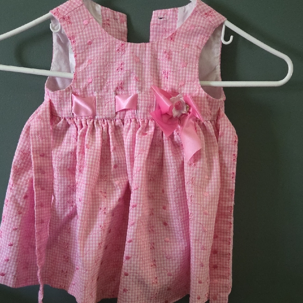 Bonnie Baby Pink Gingham Dress with Bow